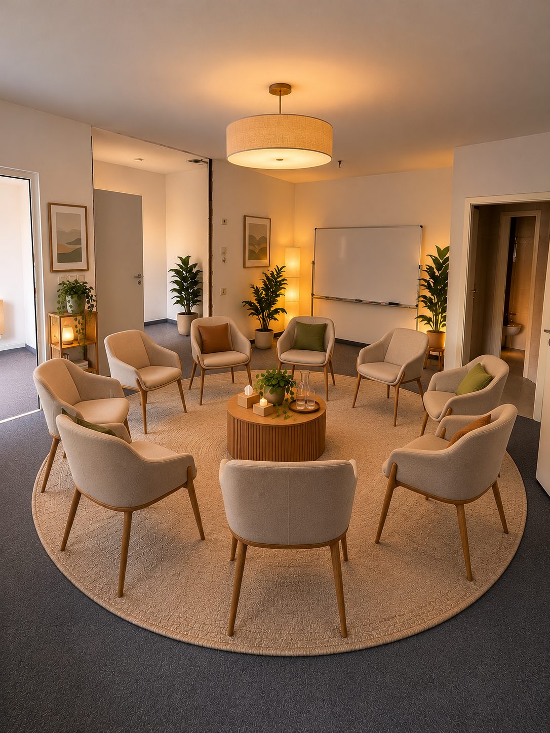 Gruppentherapieraum mit Stuhlkreis